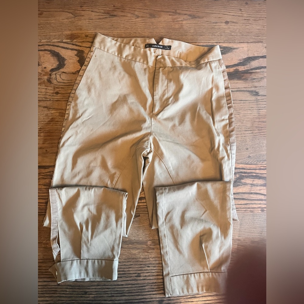 NWOT Zara Basic Tan Colored Riding Pants w/ Capri Cuffs!!